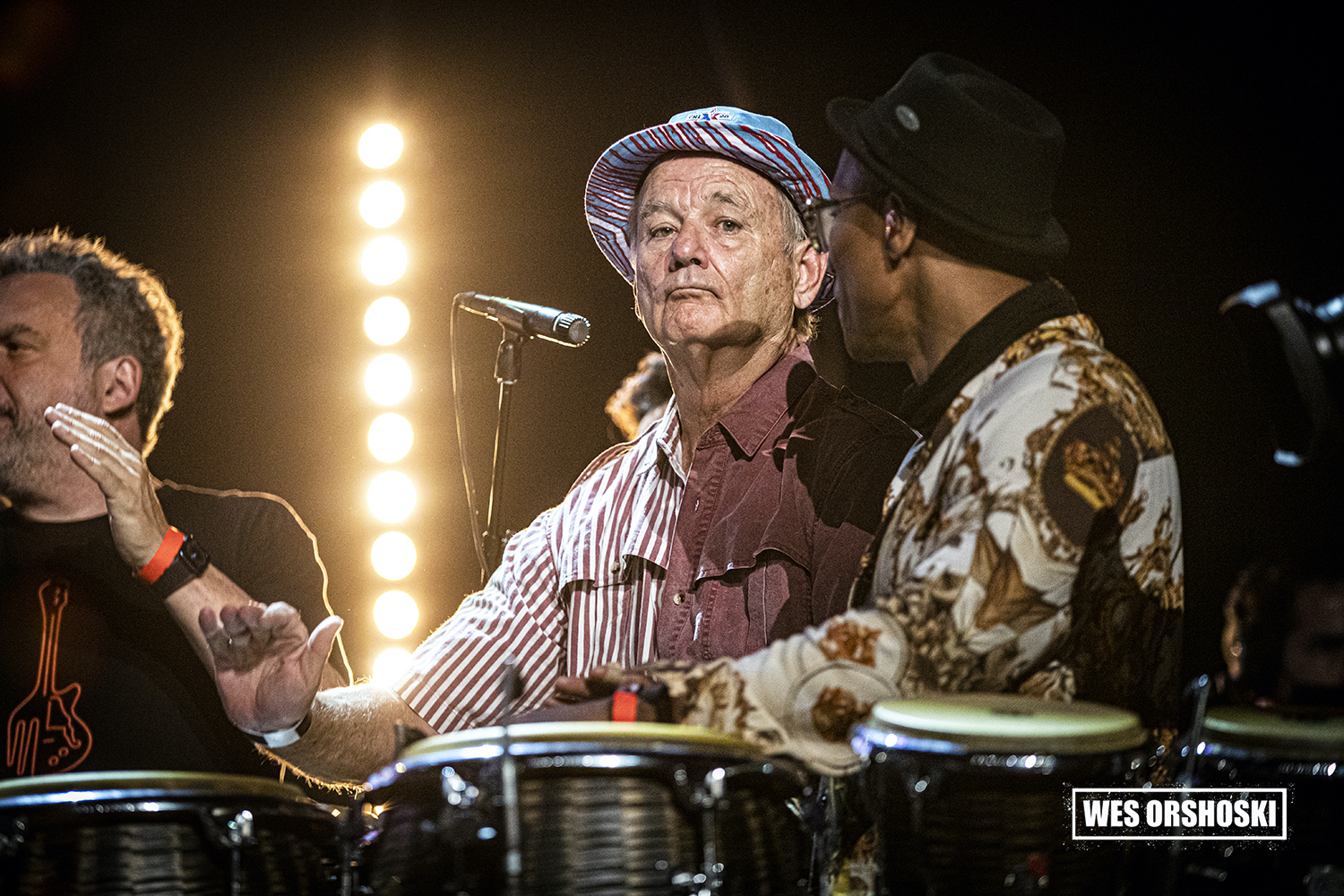 Bill Murray, right, performs with Bernie Williams and Jimmy Vivino at the  sixth annual Love Rocks NYC benefit concert for God's Love We Deliver at  the Beacon Theatre on Thursday, March 10